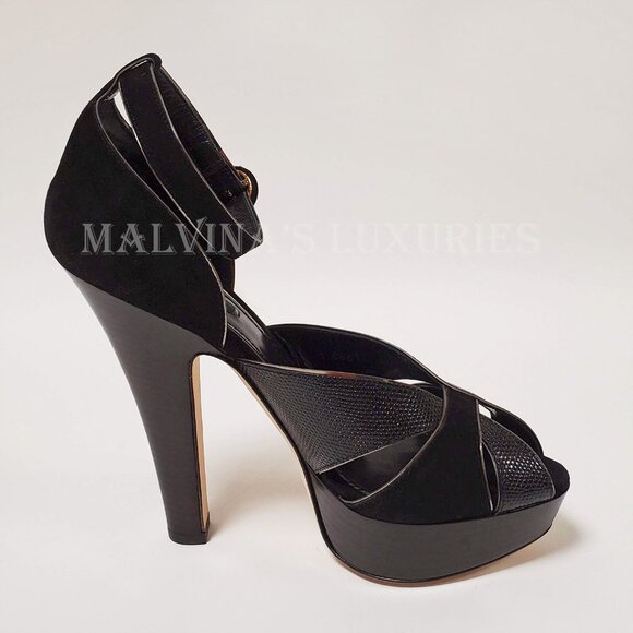 DOLCE & GABBANA SHOES BLACK SUEDE LEATHER PLATFORM SANDALS sz IT 40 US 10 - Picture 6 of 12